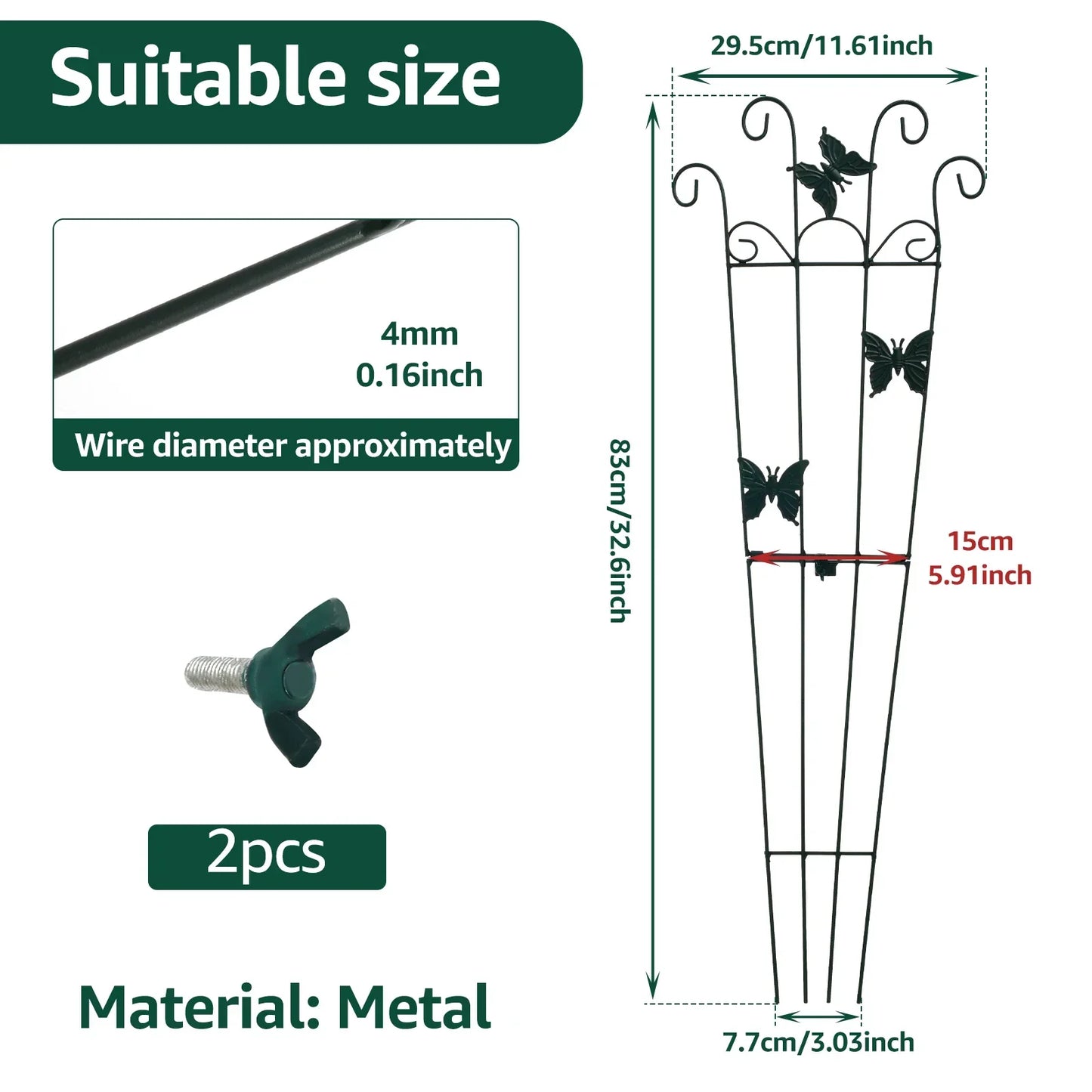 Foldable Metal Garden Trellis | Rust-Resistant | 83–113 cm | Support for Vegetables and Flowers