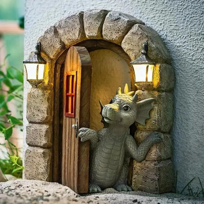 Resin Dragon Garden Statue | Gothic Fantasy Sculpture | Outdoor Decor