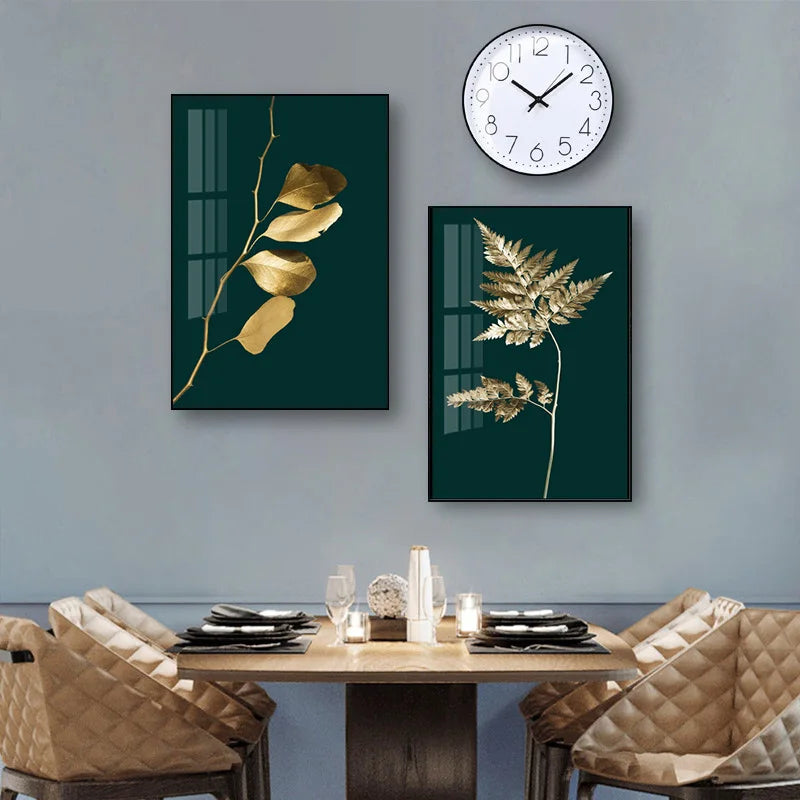 Exquisite Tropical Gold Leaves Canvas Art for Elegant Spaces