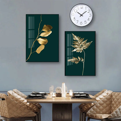 Exquisite Tropical Gold Leaves Canvas Art for Elegant Spaces
