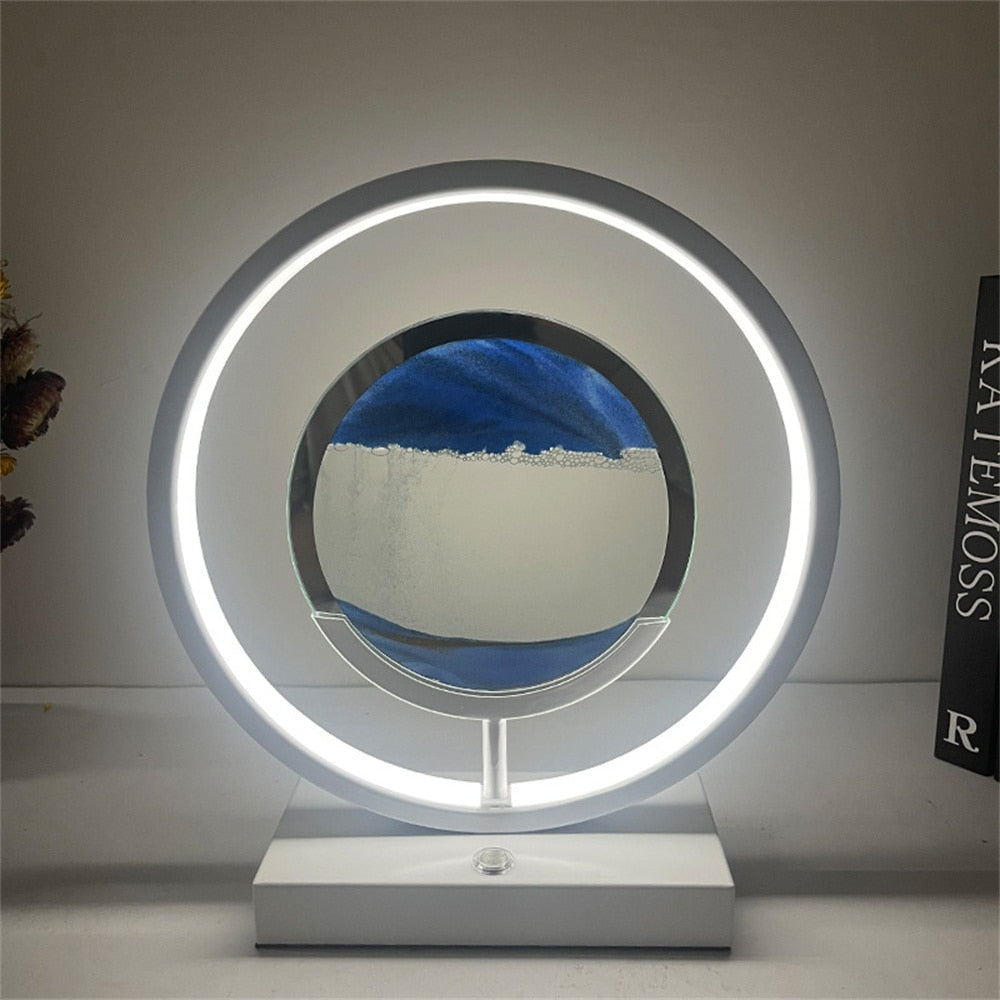 Table Lamp with 3D LED Flowing Sand Art
