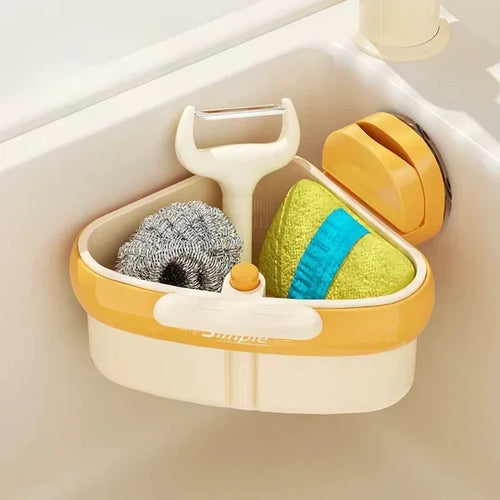 Corner Drain Basket for Kitchen Sink | Quick Release & Suction Cup