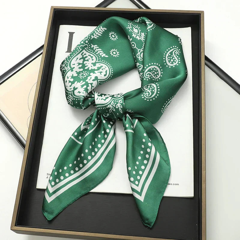 Silk Checkered Scarf with Charm