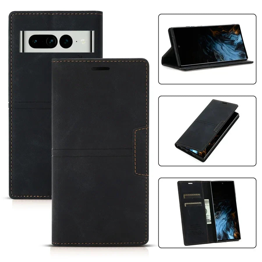 Leather Flip Case Wallet for Google Pixel