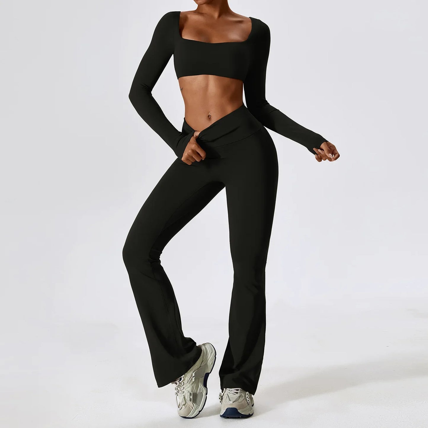 2-Piece Women's Workout Outfit - Breathable Leggings and Sports Bra Set