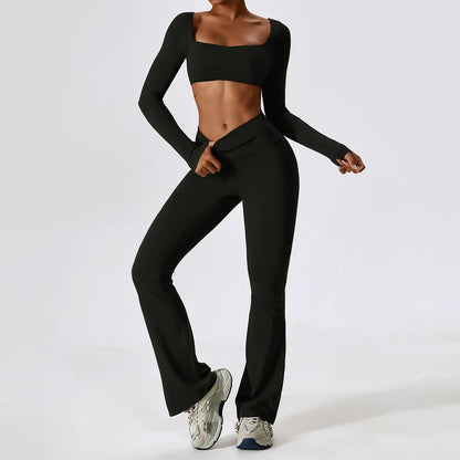 2-Piece Women's Workout Outfit - Breathable Leggings and Sports Bra Set