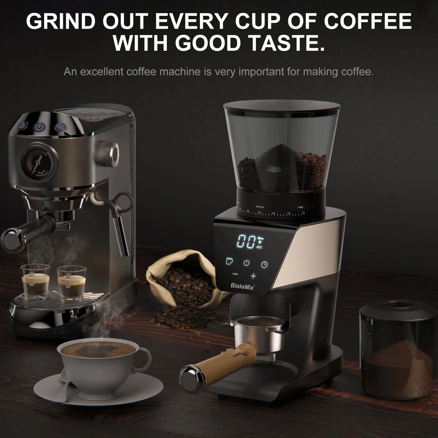 Espresso Maker with 20 Bars Pressure, Steam Frother, 1.1L Tank