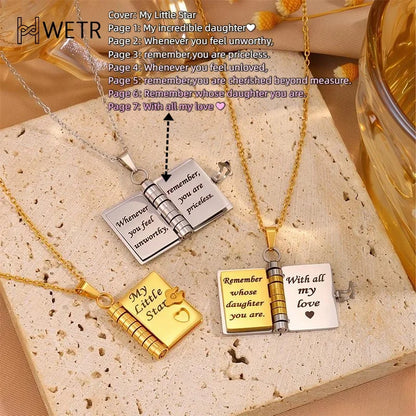 Memory Book Pendant Necklace – Meaningful Jewelry with Affectionate Message