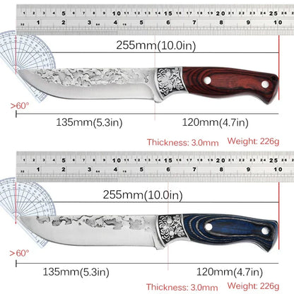 Forged Stainless Steel Cleaver - Versatile Chef's Knife for Meat, Fruit, BBQ, and Boning with Sheath