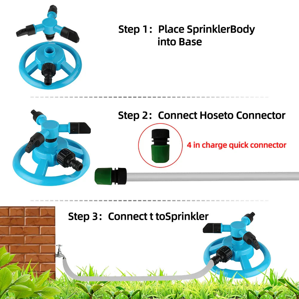 360° Rotating Lawn Sprinkler | Water-Saving & Durable | For Garden & Turf Care