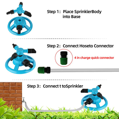 360° Rotating Lawn Sprinkler | Water-Saving & Durable | For Garden & Turf Care