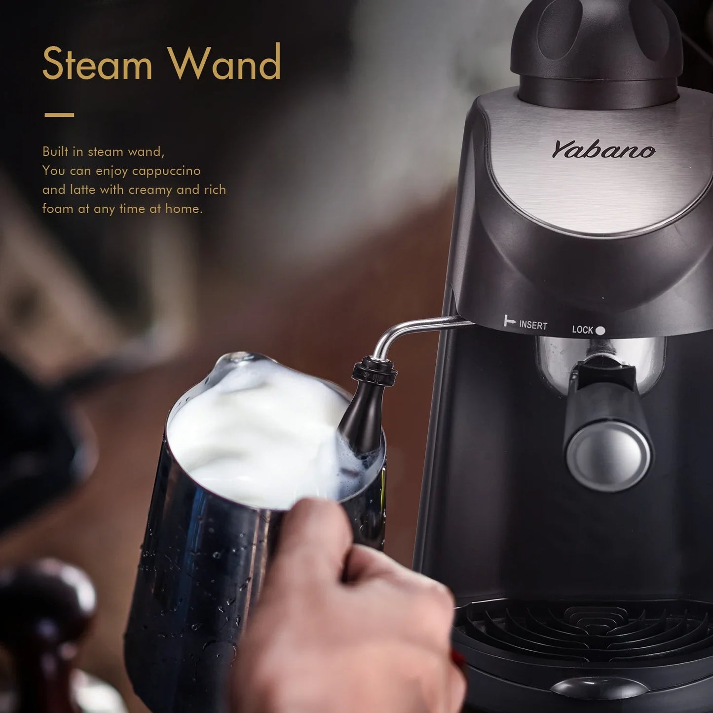 Espresso Maker with 3.5 Bar Pressure, Milk Frother & 4-Cup Capacity