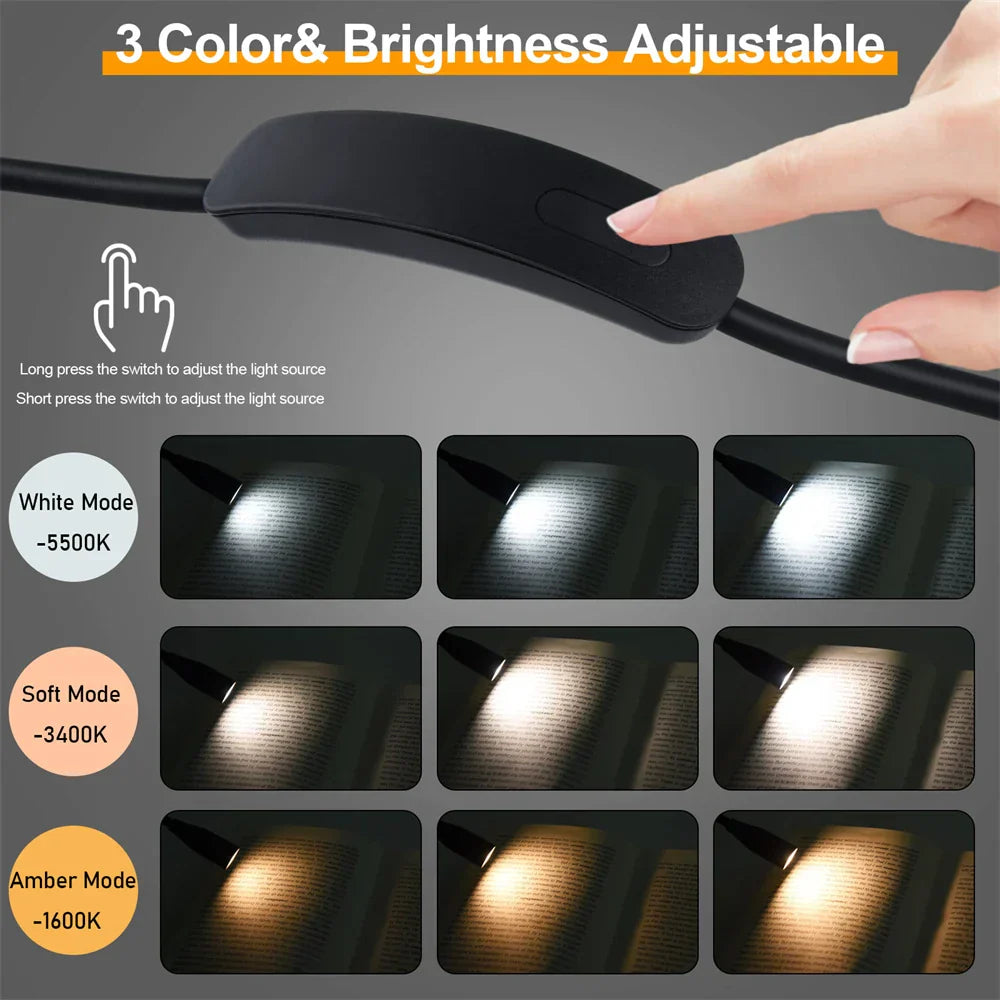 Flexible Rechargeable USB LED Neck Light – Portable, 3 Colors, Dimmable