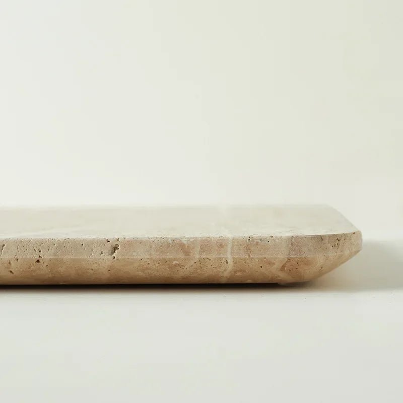 Beige Travertine Serving Plate – Natural Marble Decorative Tray