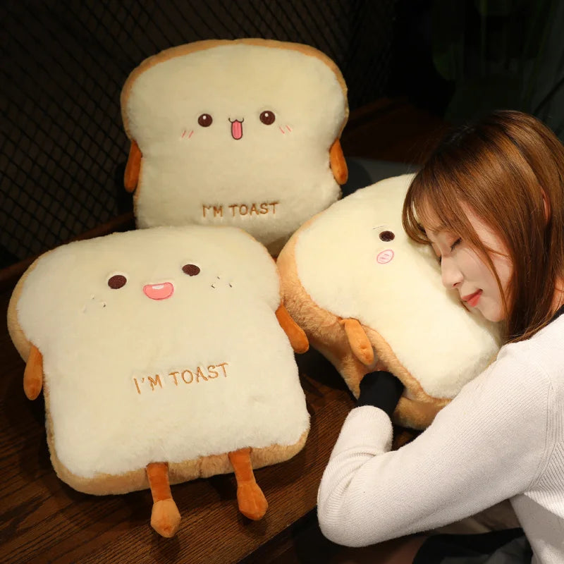 Ultra Soft Hand Warmer Pillow in Plush Toast Bread Design