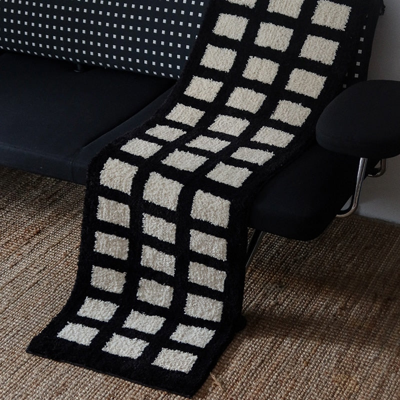 Monochrome Checkered Area Rug