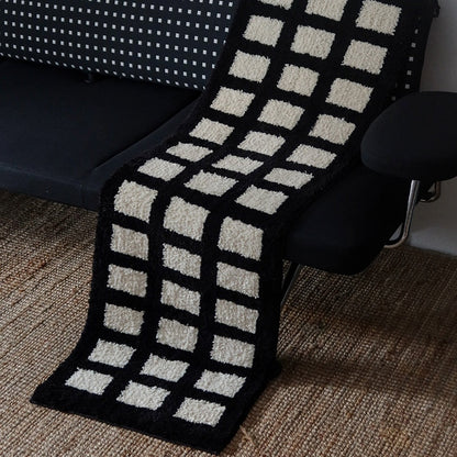 Monochrome Checkered Area Rug
