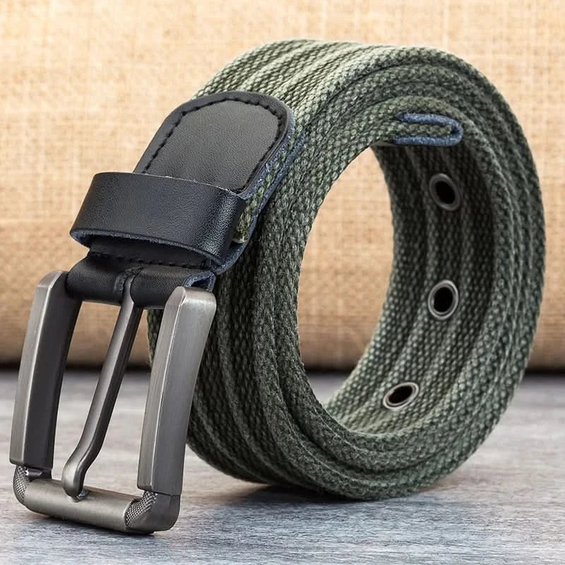 Adjustable Casual Striped Waistband Canvas Belt for Men