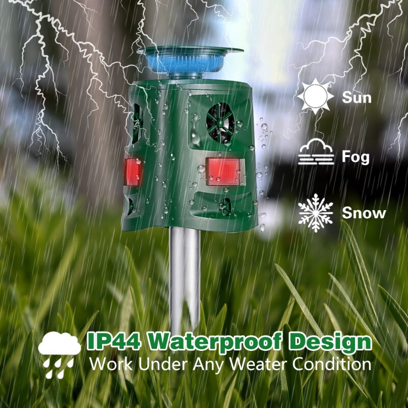 Ultrasonic Animal Repeller with 360° Sensor – Weatherproof Solar Device