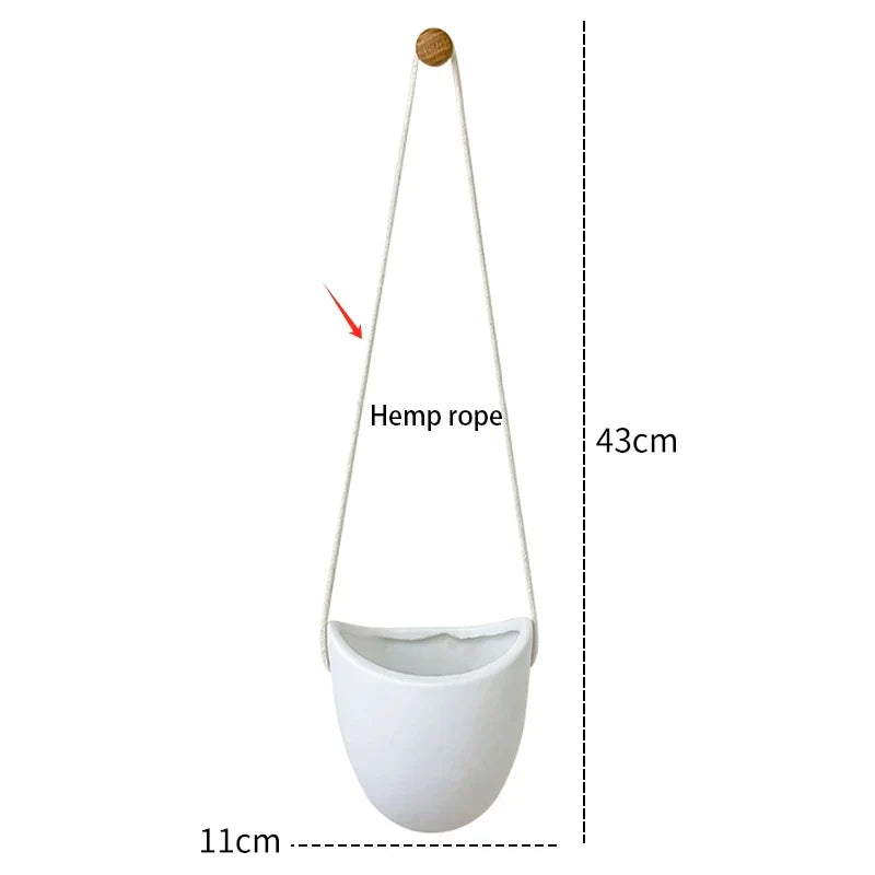 Hanging Vase Wall Planter | White Ceramic Finish | 11 cm | Modern Decor for Plants & Succulents