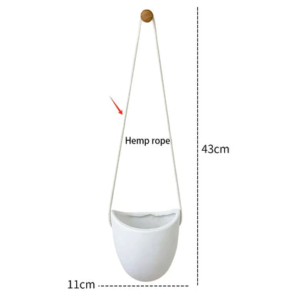 Hanging Vase Wall Planter | White Ceramic Finish | 11 cm | Modern Decor for Plants & Succulents