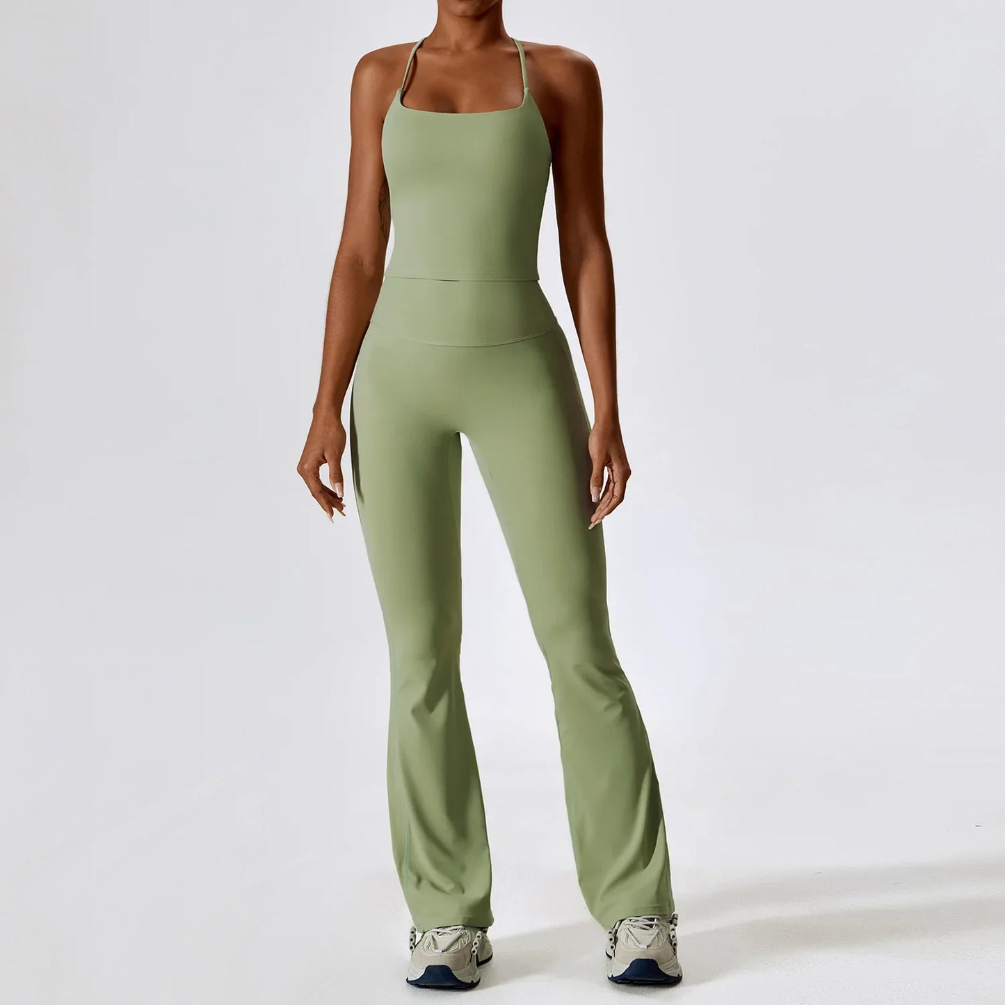 2-Piece Women's Workout Outfit - Breathable Leggings and Sports Bra Set