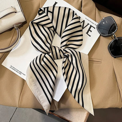Silk Checkered Scarf with Charm