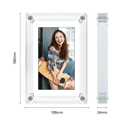 Rechargeable Digital Photo Frame with Acrylic IPS Screen for Home Decor
