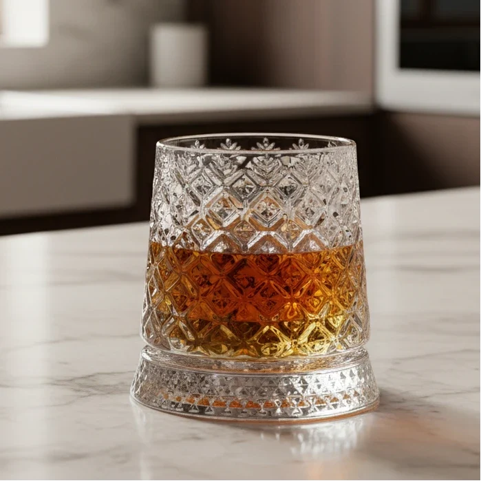 Modern Bar and Lounge Style Spinning Whisky Glass