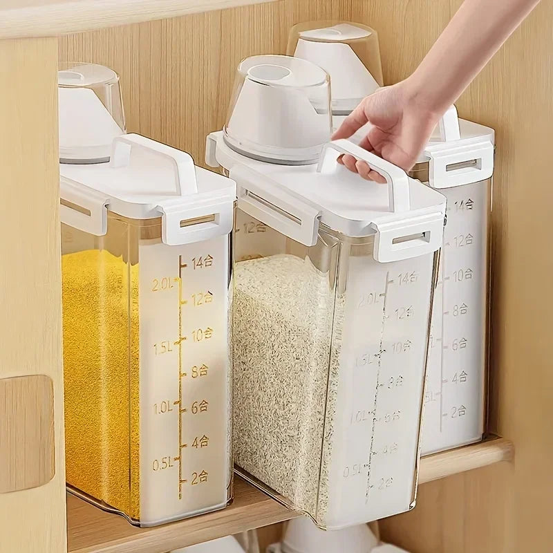 Measuring Cup Dispenser for Rice, Cereal, and Flour – Airtight Storage