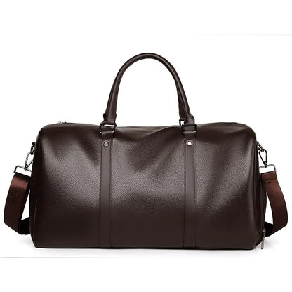 Retro Leather-Look Travel Bag | Water-Resistant | With Shoulder Strap & Handle | Ideal for Short Trips & Everyday Use