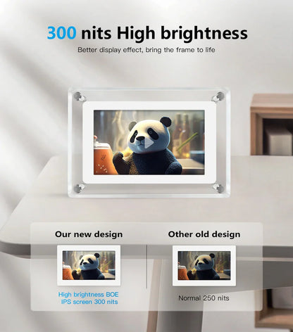 Rechargeable Digital Photo Frame with Acrylic IPS Screen for Home Decor