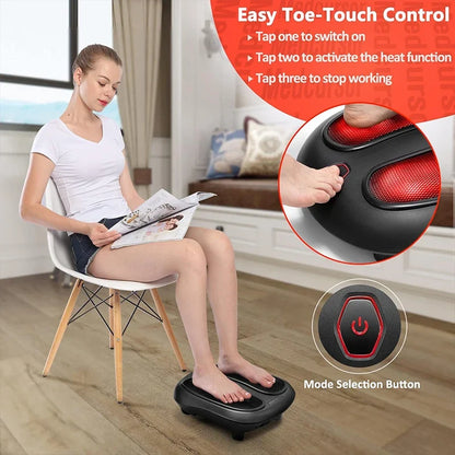 Foot Massager with Heat – 18 Kneading Nodes, One-Touch Control & 20-Minute Auto Shutoff