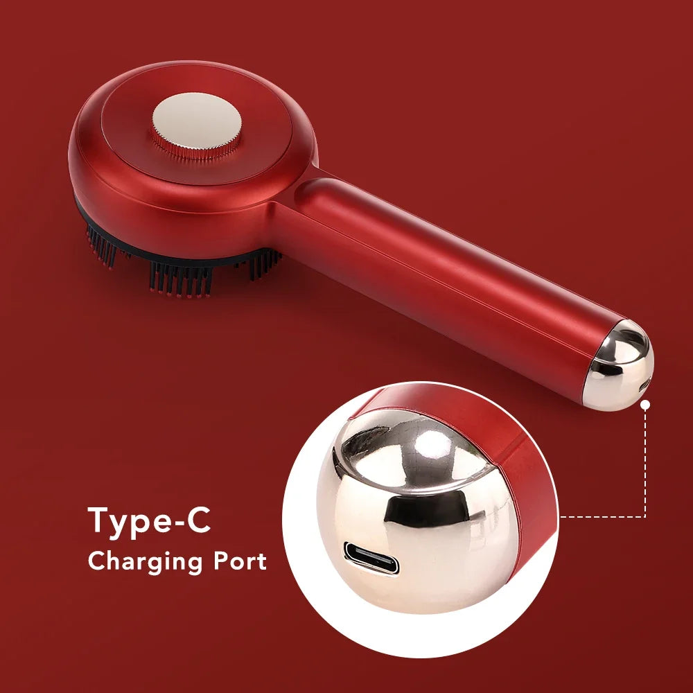 Scalp Comb Massager with 660nm LED Light | 3 EMS Levels, RGB Modes, 6ml Oil Applicator & USB-C