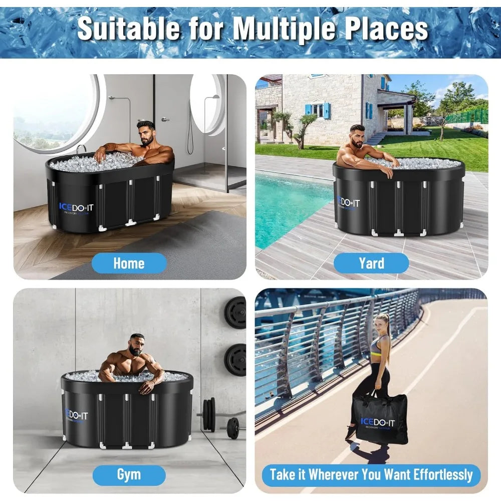 Portable 129-Gallon Oval Cold Plunge Tub for Adults – Insulated Ice Bath