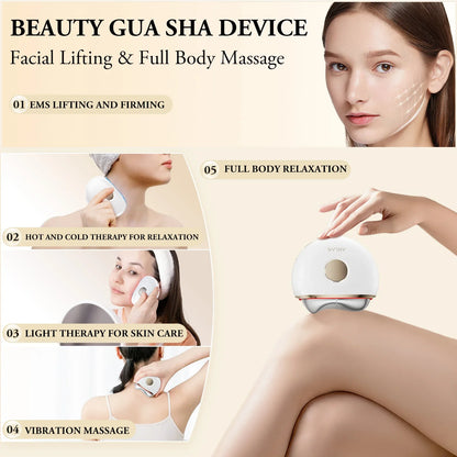 Gua Sha Facial Massager with EMS and Temperature Control – USB-C, LED Colors