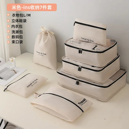Luggage Organizer Set - 7-Piece Travel Packing Cubes - Waterproof Bags for Suitcases