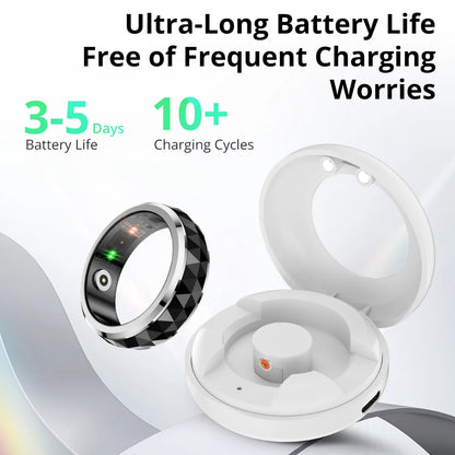 Fitness Tracking Ring with Rotating Spinner | Monitors Heart Rate, Sleep, Activity, 60-Day Battery Life, App Compatibility & Charging Case