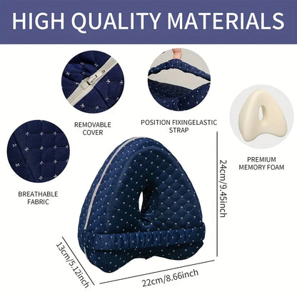 Ergonomic Knee Pillow for Side Sleepers – Memory Foam Leg Spacer with Washable Cover and Elastic Strap