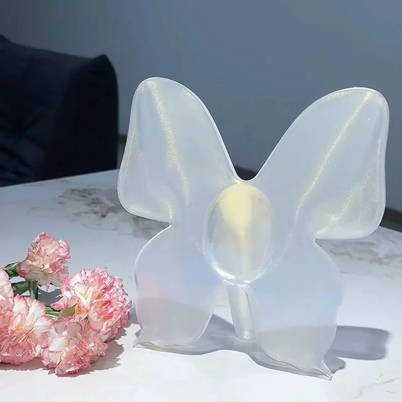 Clear Flower Vase with Artistic Butterfly Design