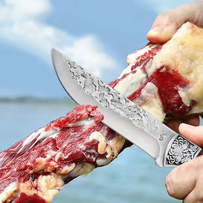 Forged Stainless Steel Cleaver - Versatile Chef's Knife for Meat, Fruit, BBQ, and Boning with Sheath