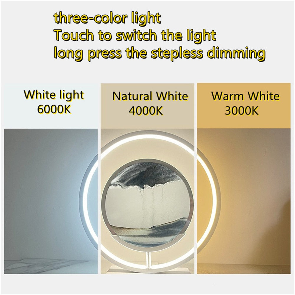 Table Lamp with 3D LED Flowing Sand Art