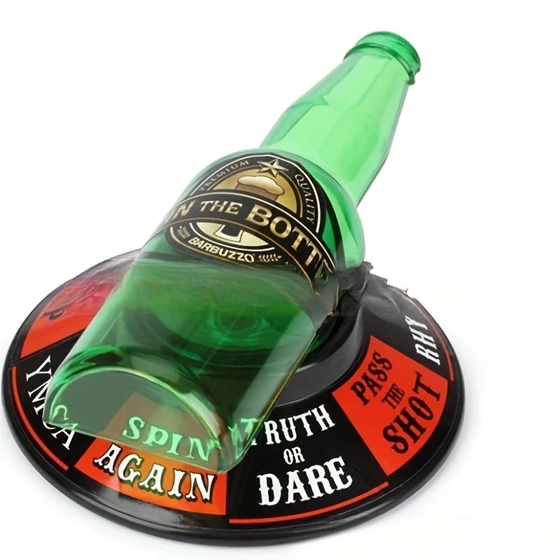 Compact Drinking Game for Adults - Spin the Bottle with Action Fields