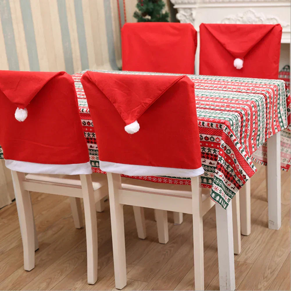 Set of Santa Design Chair Covers for Christmas – Decorative Seat Covers