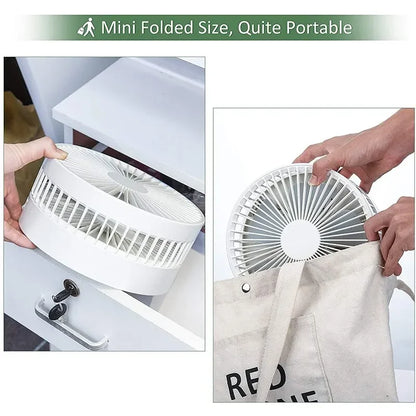 Portable Folding Fan with 7200mAh Rechargeable Battery – Low Noise, 4 Speeds