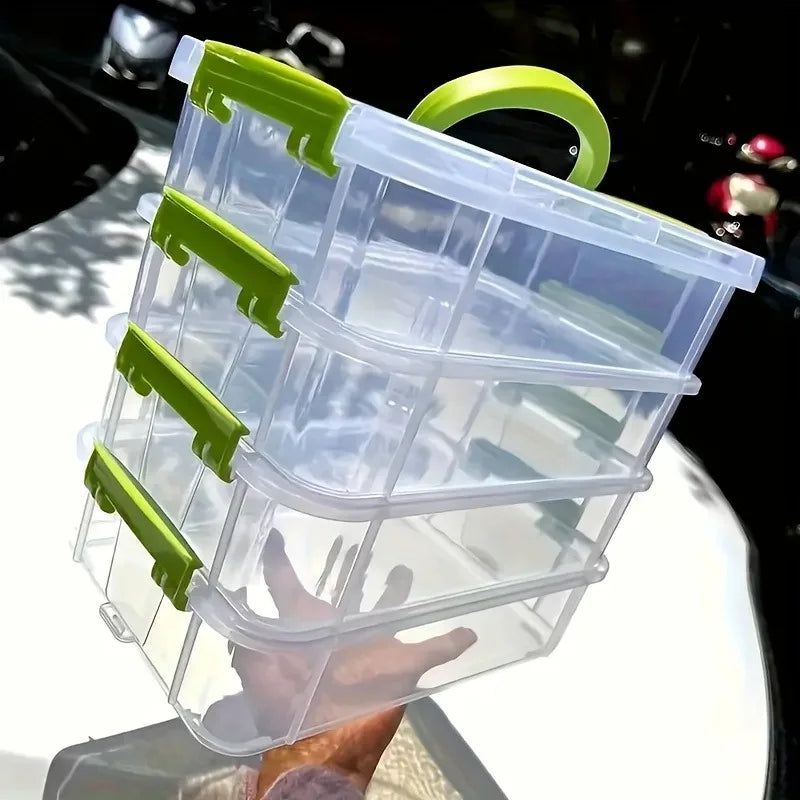 Extra Large Storage Container with Lid | Clear Plastic | 4-Tier Stackable Toy Organizer