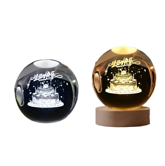 LED Starry Sky Projector with Wooden Base - 3D Crystal Night Light for Bedroom and Gifts