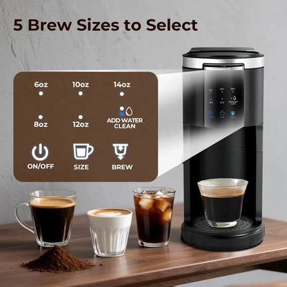 Coffee Maker with Dual Brew Options – K-Cup & Ground, 5 Sizes, 40oz Tank, Touchscreen