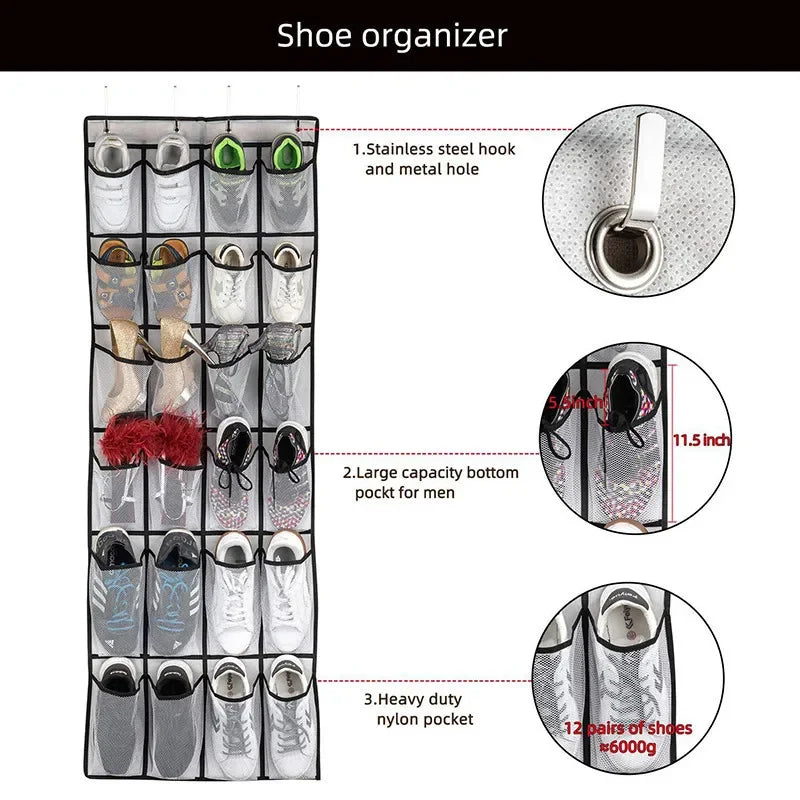 Hanging Shoe Organizer with 24 Compartments – Space-Saving Design