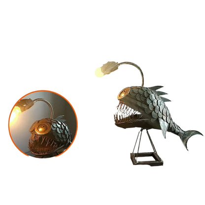 Handcrafted Adjustable Fishing Design Table Lamp – Rustic Light Fixture